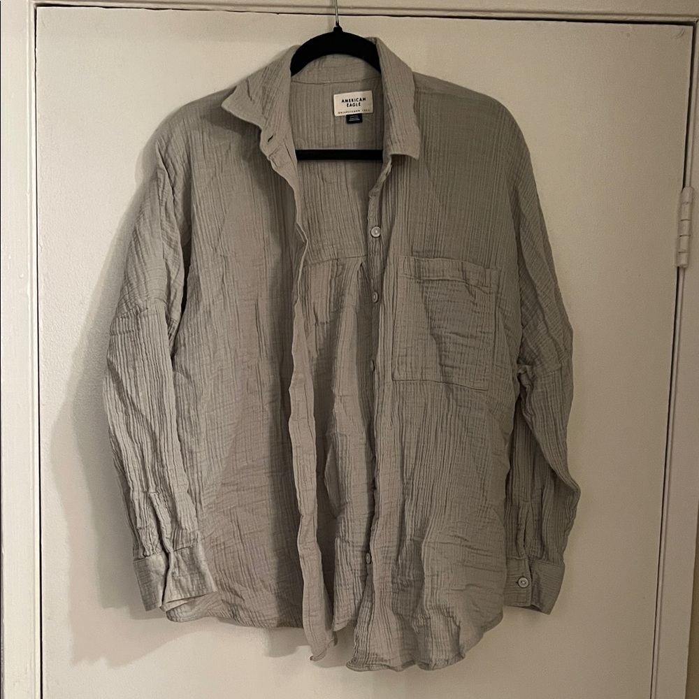 AE Mint Green Oversized Button-Up Shirt